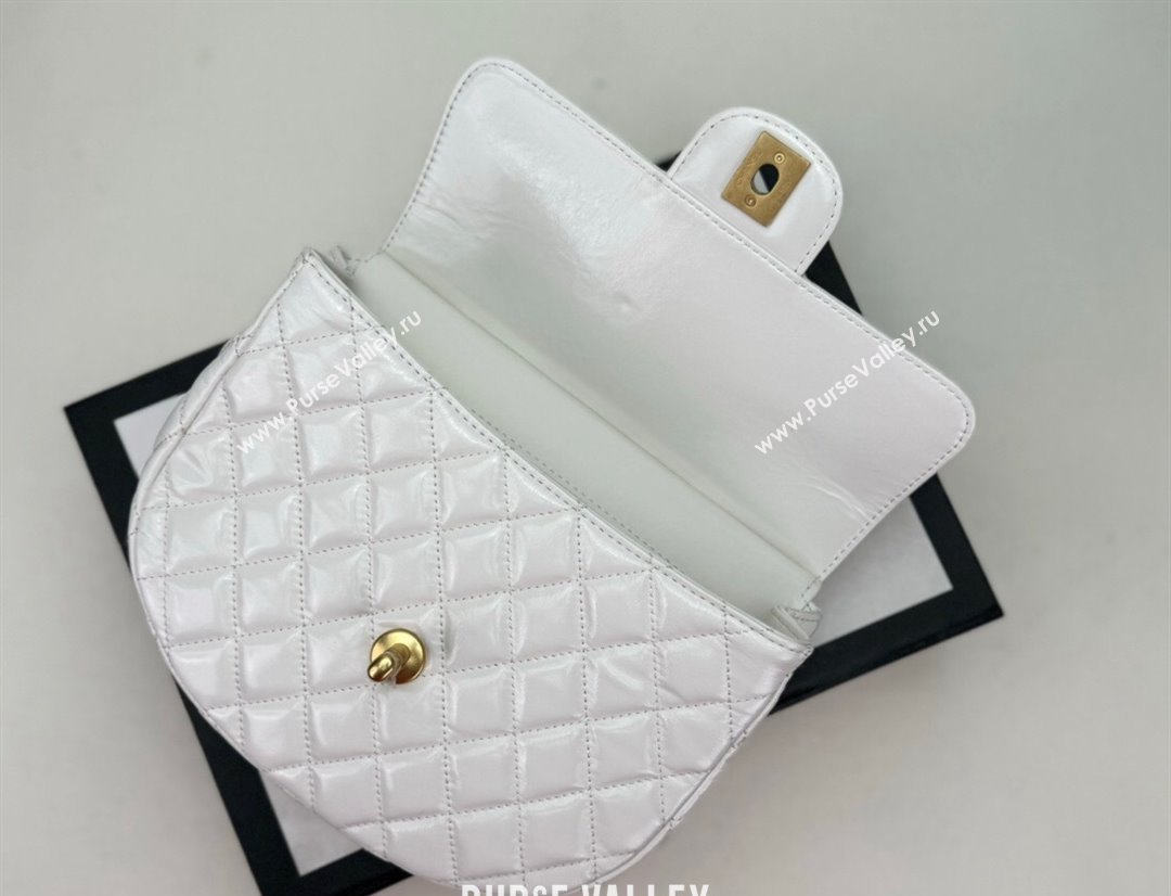 Chanel Shiny Calfskin Small Hobo Bag AS4572 White 2024 (yezi-240116005)