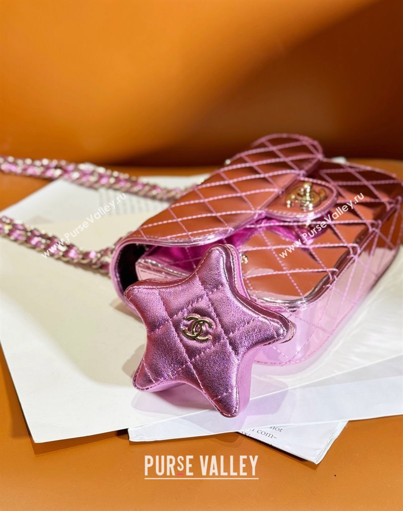 Chanel Mirror Calfskin Mini Flap Bag Star Coin Purse AS4646 Pink 2023 (yezi-240117007)