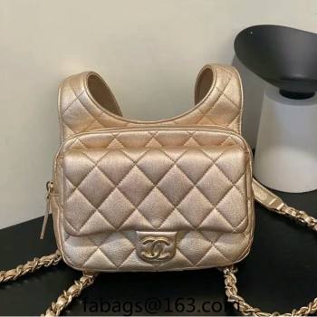 Chanel Metallic Lambskin Backpack Bag AS4621 Gold 2024 (yezi-240117009)