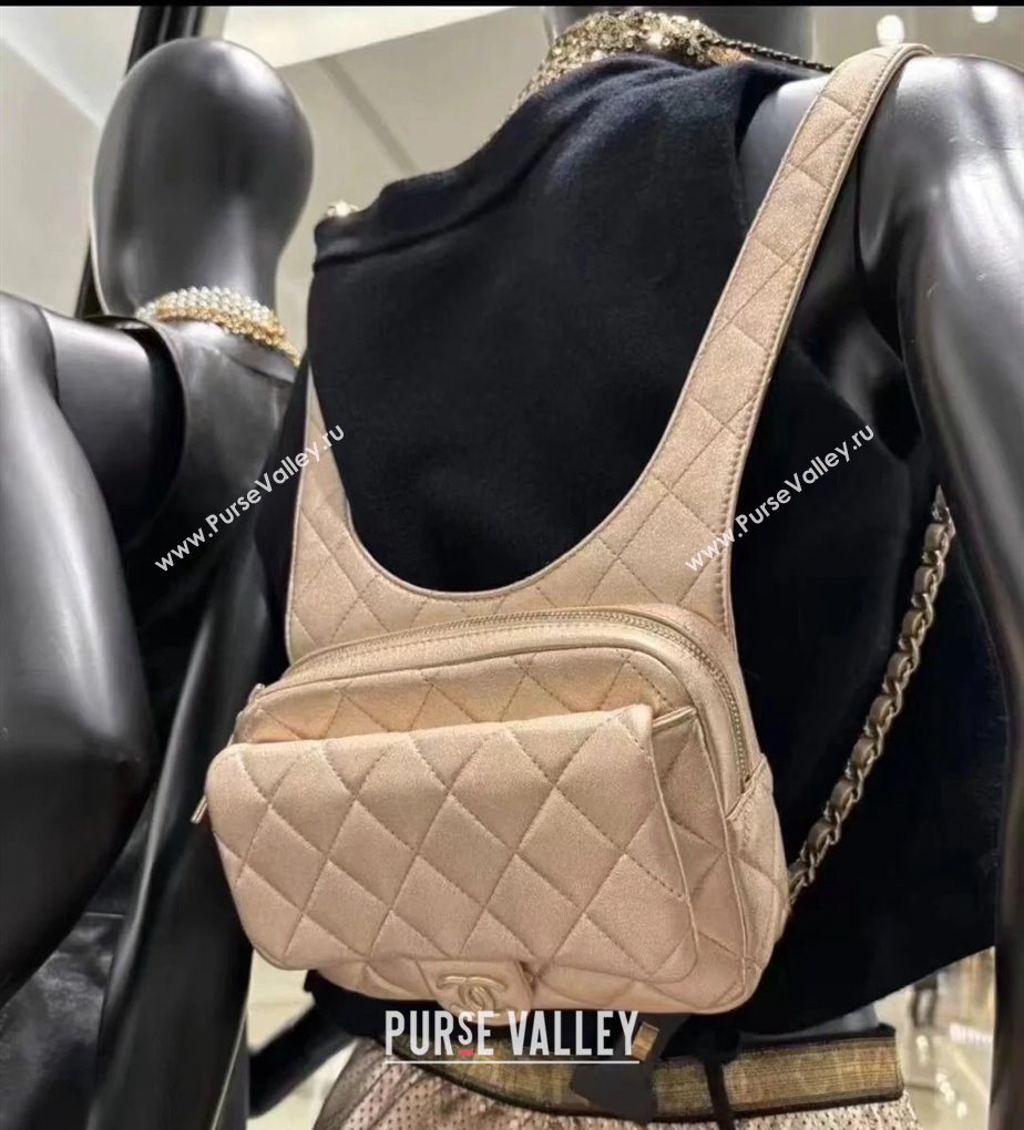 Chanel Metallic Lambskin Backpack Bag AS4621 Gold 2024 (yezi-240117009)