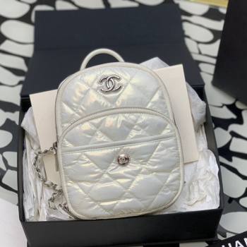 Chanel Coco Neige Nylon Backpack Bag AS4366 White 2024 (yezi-240116007)