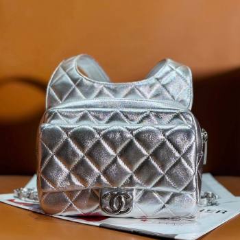 Chanel Metallic Lambskin Backpack Bag AS4621 Silver 2024 (yezi-240117011)