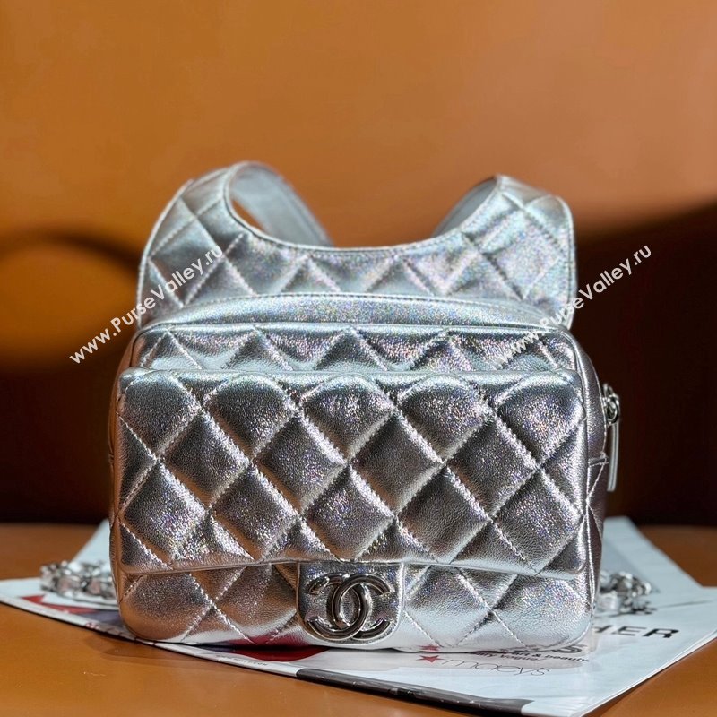 Chanel Metallic Lambskin Backpack Bag AS4621 Silver 2024 (yezi-240117011)