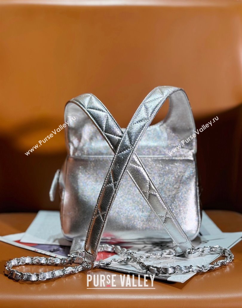 Chanel Metallic Lambskin Backpack Bag AS4621 Silver 2024 (yezi-240117011)