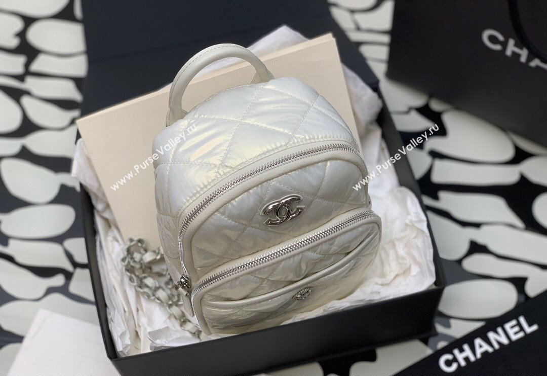 Chanel Coco Neige Nylon Backpack Bag AS4366 White 2024 (yezi-240116007)