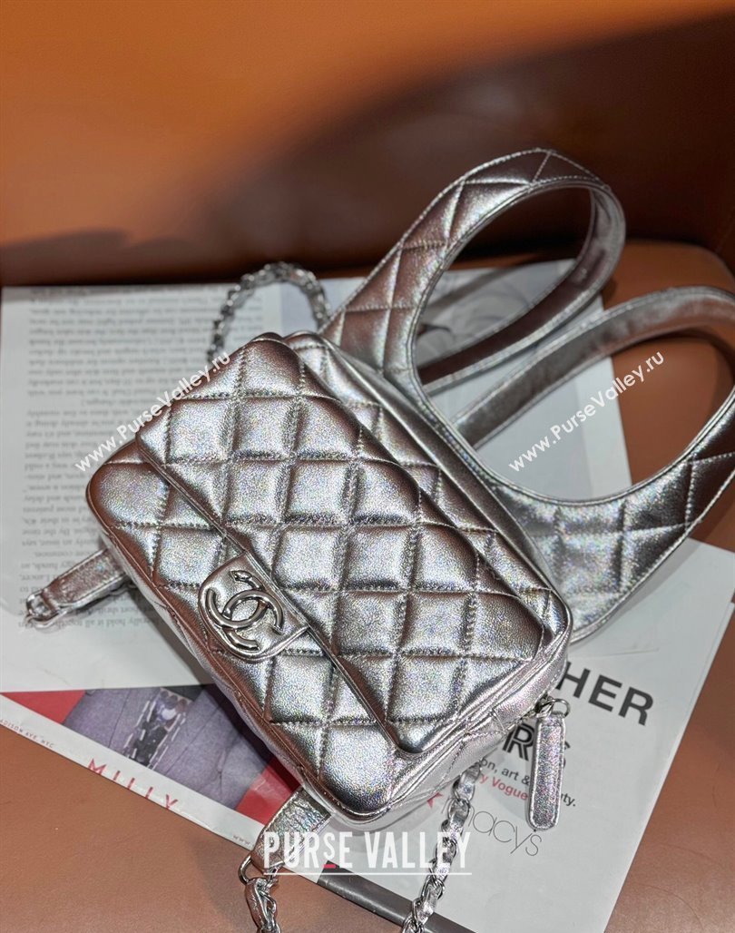 Chanel Metallic Lambskin Backpack Bag AS4621 Silver 2024 (yezi-240117011)