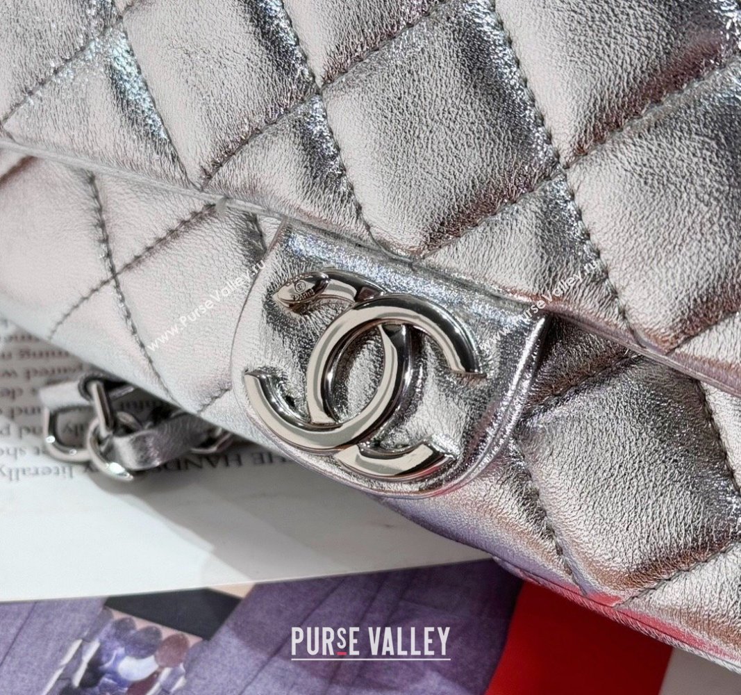 Chanel Metallic Lambskin Backpack Bag AS4621 Silver 2024 (yezi-240117011)