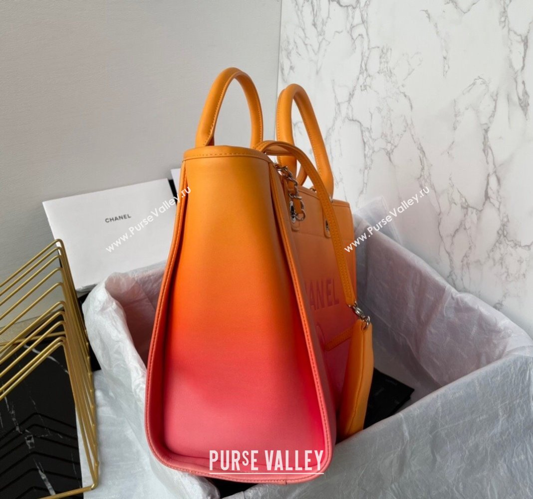 Chanel Shaded Calfskin Shopping Bag AS3351 Orange, Coral Pink 2024 (yezi-240116010)