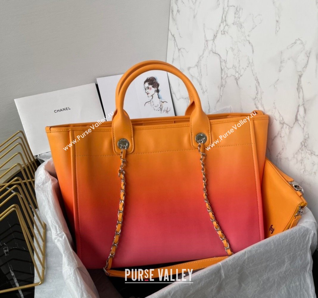 Chanel Shaded Calfskin Shopping Bag AS3351 Orange, Coral Pink 2024 (yezi-240116010)