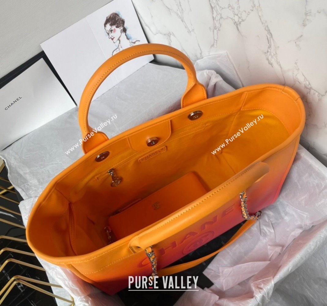 Chanel Shaded Calfskin Shopping Bag AS3351 Orange, Coral Pink 2024 (yezi-240116010)