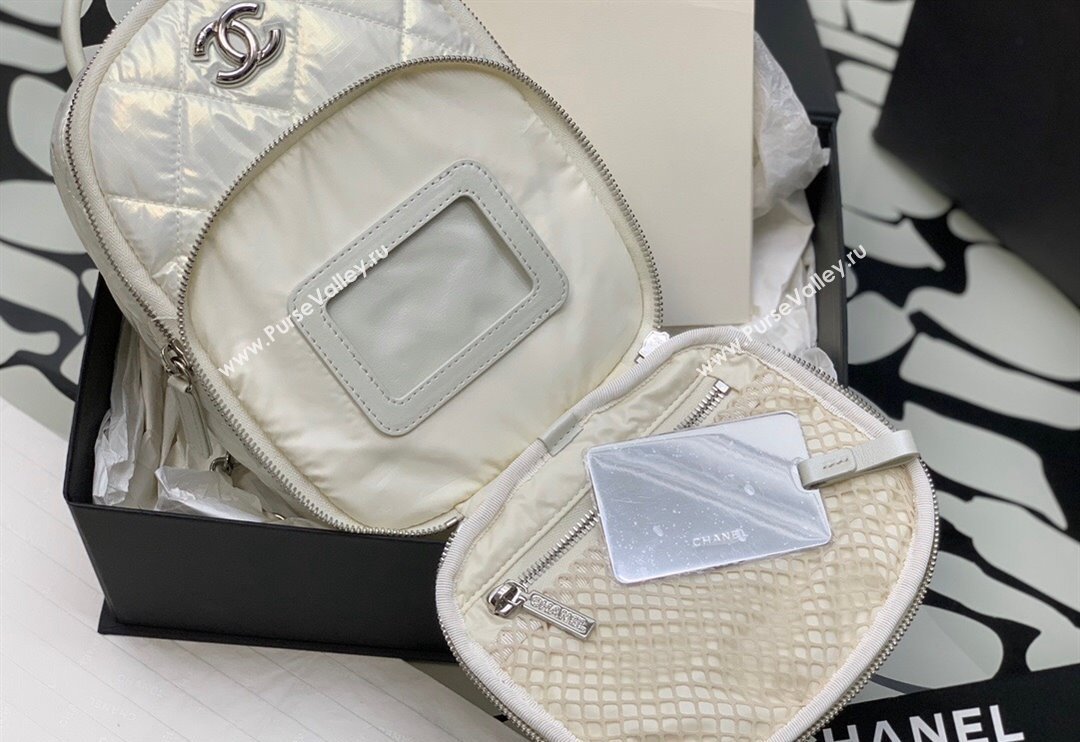 Chanel Coco Neige Nylon Backpack Bag AS4366 White 2024 (yezi-240116007)