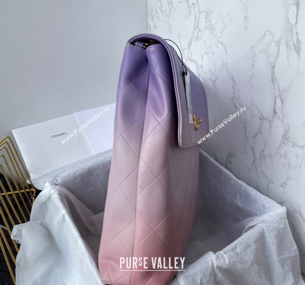 Chanel Gradient Calfskin Large Hobo Bag AS4632 Light Purple, Pink Coral 2024 (yezi-240116016)