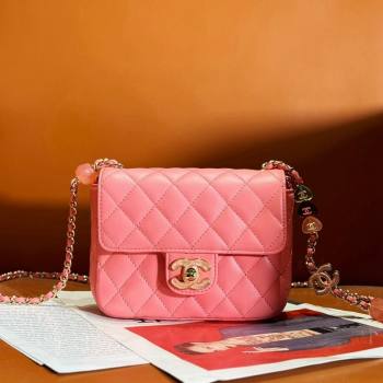 Chanel Lambskin Mini Flap Bag with Enamel Heart Charm AS3782 Pink 2023 (yezi-240117014)