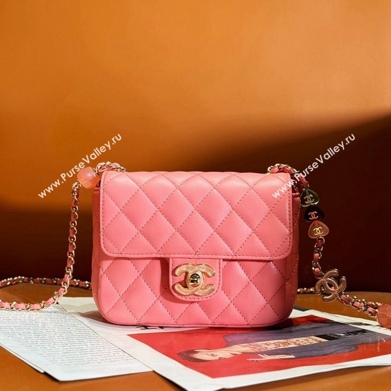 Chanel Lambskin Mini Flap Bag with Enamel Heart Charm AS3782 Pink 2023 (yezi-240117014)