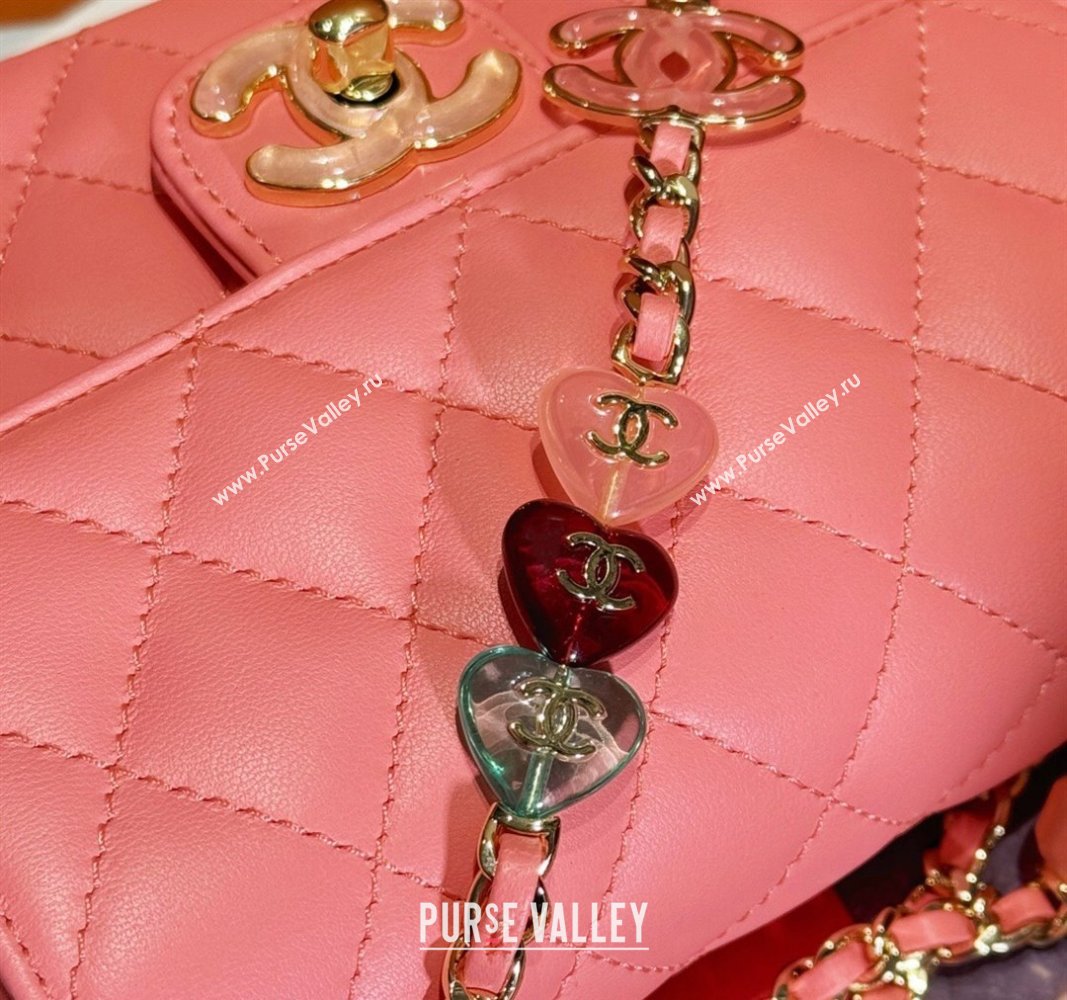 Chanel Lambskin Mini Flap Bag with Enamel Heart Charm AS3782 Pink 2023 (yezi-240117014)