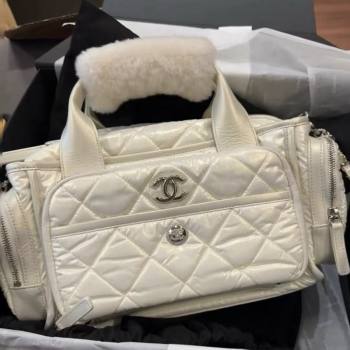 Chanel Coco Neige Nylon Large Bowling Bag AS4364 White 2024 (yezi-240116008)