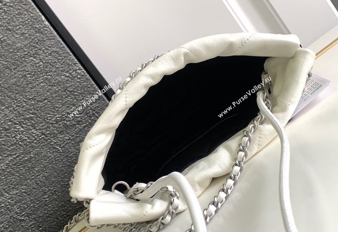 Chanel 22 Calfskin Metallic Shaded Calfskin Mini Shopping Bag AS3980 White/Silver 2024 (yezi-240117016)