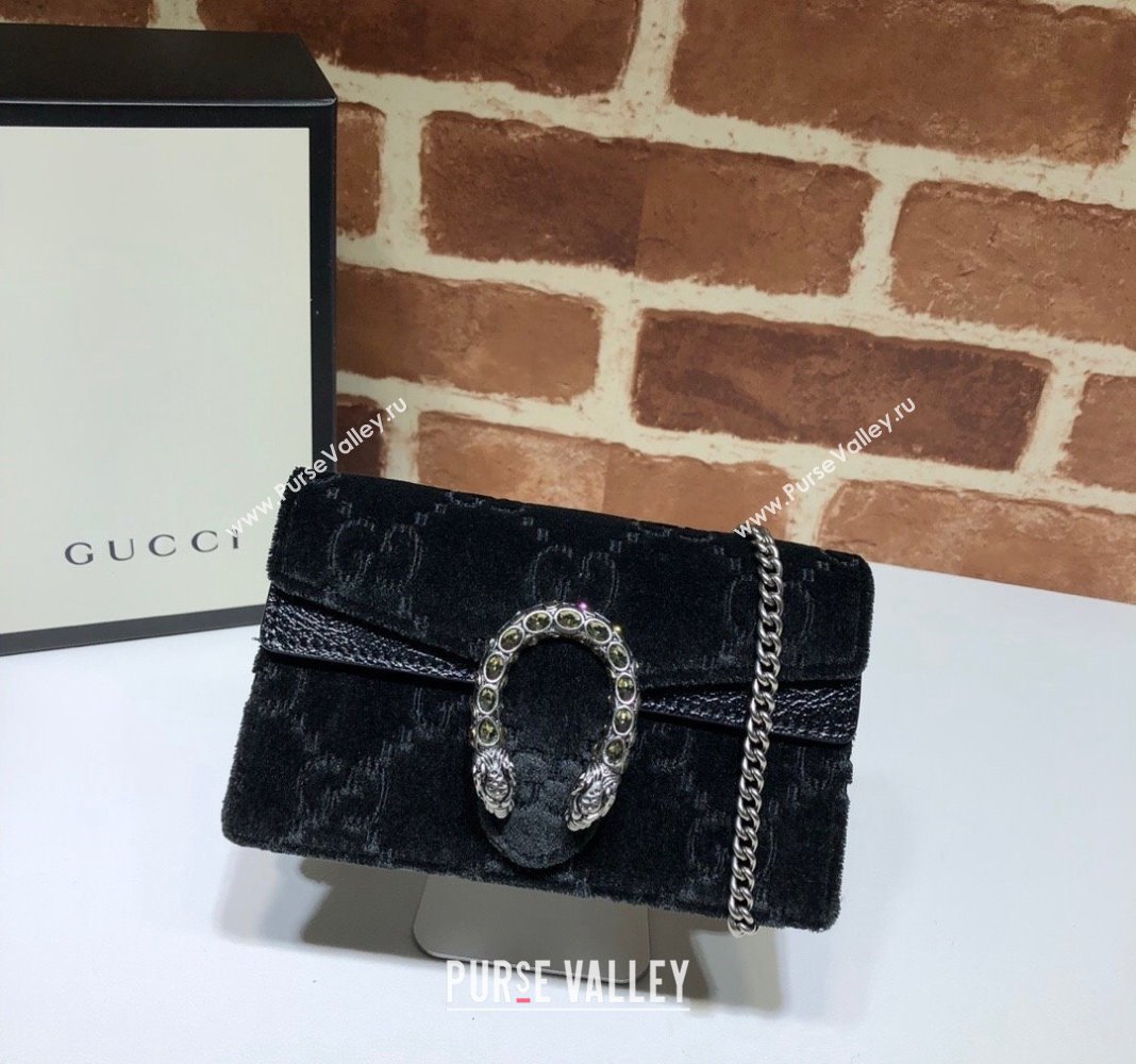 Gucci Dionysus GG Velvet Super Mini Bag 476432 Black 2024 (DLH-240118025)