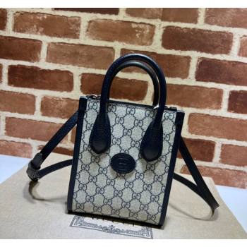 Gucci GG Canvas Mini Tote bag with Interlocking G Blue/Beige 2024 671623 (DLH-240118030)