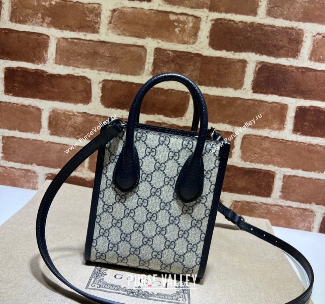 Gucci GG Canvas Mini Tote bag with Interlocking G Blue/Beige 2024 671623 (DLH-240118030)