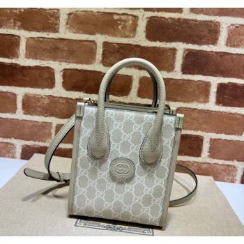 Gucci GG Canvas Mini Tote bag with Interlocking G Oatmeal Beige/White 2024 671623 (DLH-240118031)