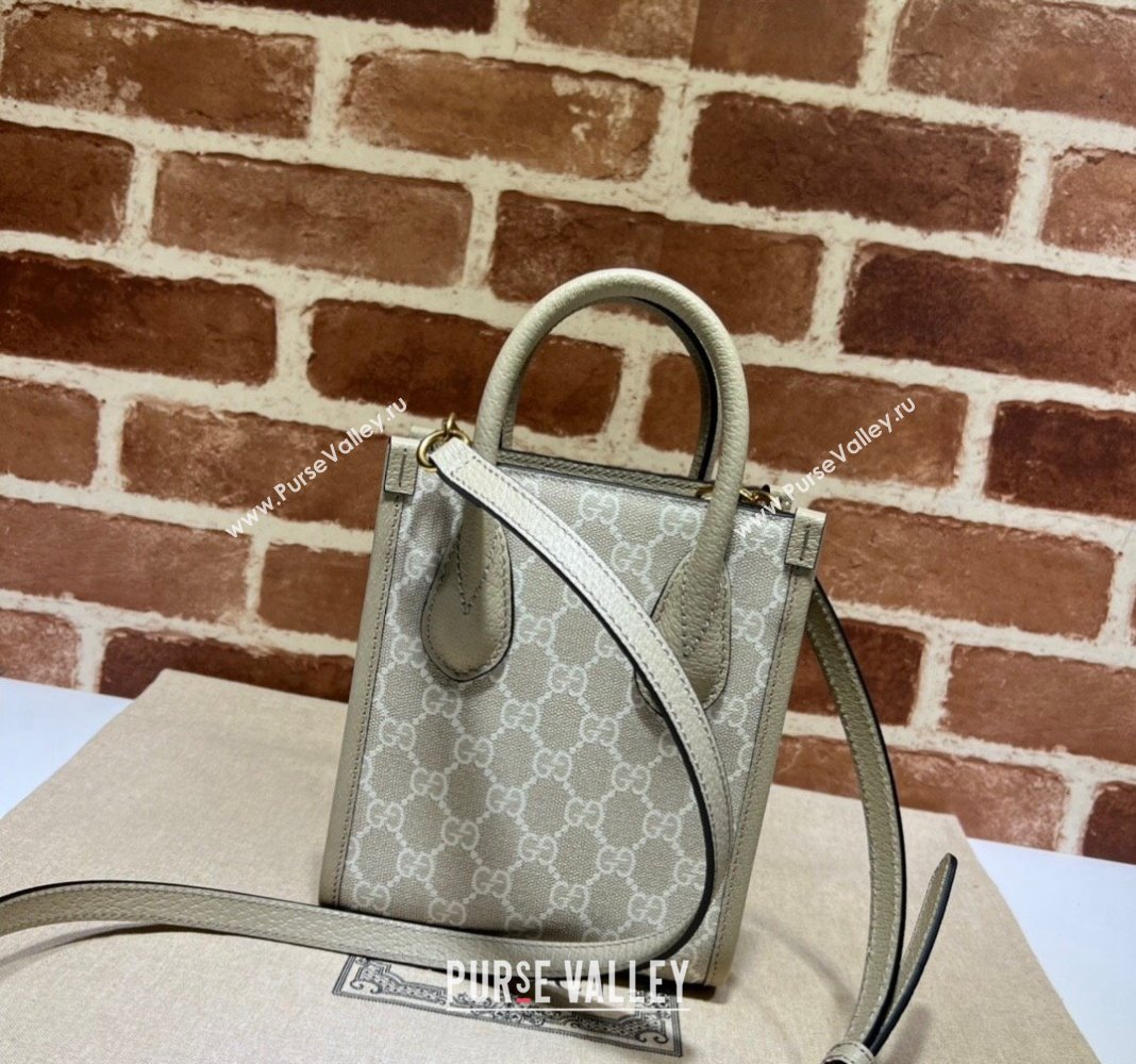 Gucci GG Canvas Mini Tote bag with Interlocking G Oatmeal Beige/White 2024 671623 (DLH-240118031)