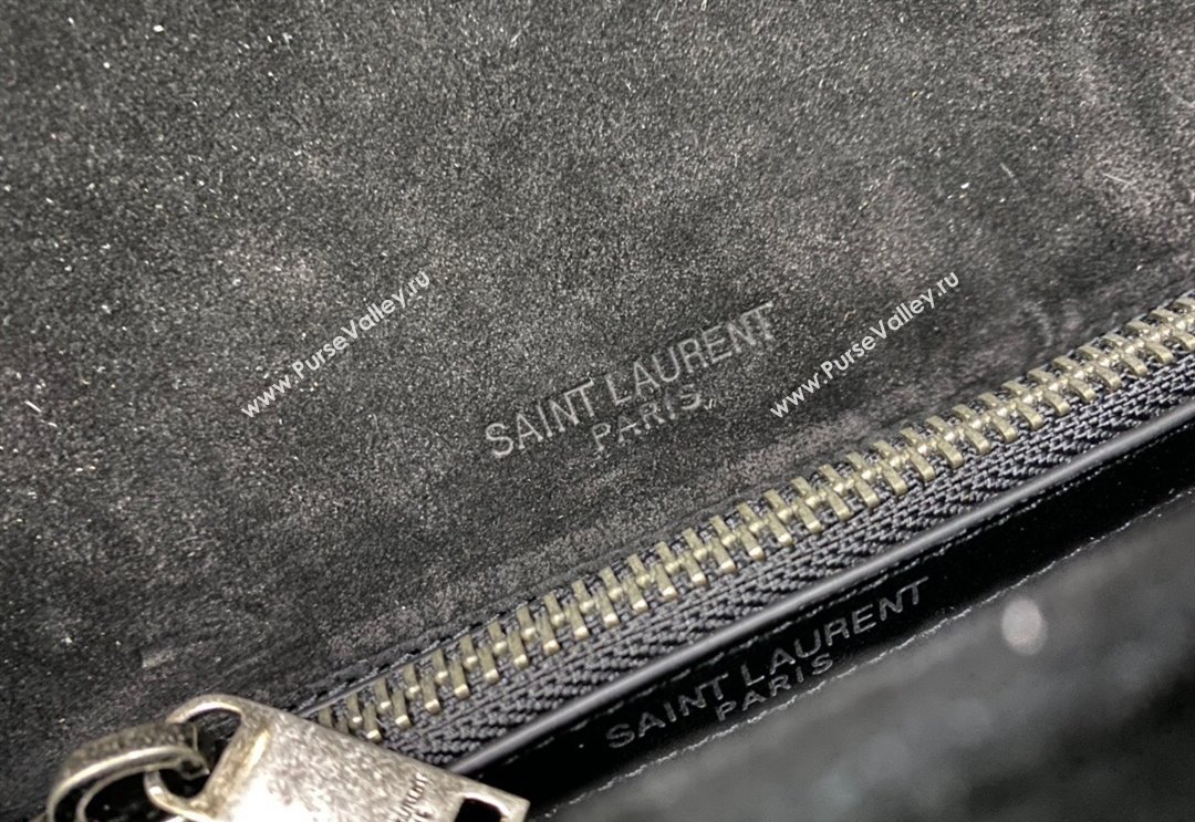 Saint Laurent College Suede Medium Chain Bag with Fringe 487213 Black 2024 (YY-240118097)