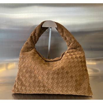 Bottega Veneta Large Hop Hobo Bag Intrecciato Suede Brown 2 2023 763970 (WT-240119097)