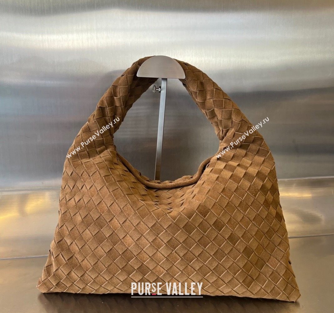 Bottega Veneta Large Hop Hobo Bag Intrecciato Suede Brown 2 2023 763970 (WT-240119097)