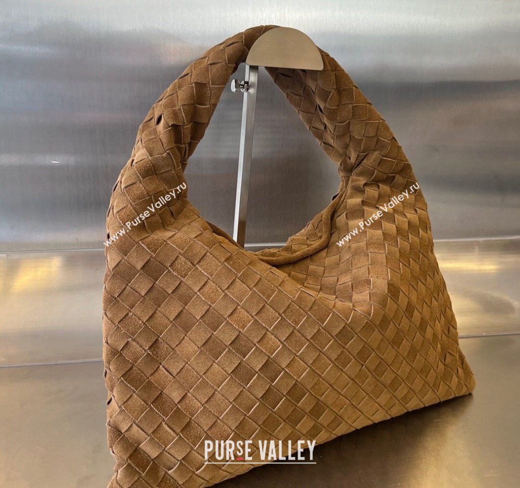 Bottega Veneta Large Hop Hobo Bag Intrecciato Suede Brown 2 2023 763970 (WT-240119097)