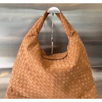 Bottega Veneta Large Hop Hobo Bag Intrecciato Suede Tan Brown 2023 763970 (WT-240119098)