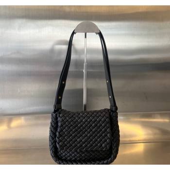 Bottega Veneta Mini Cobble Shoulder Bag in Padded Intrecciato Leather Black 2024 762711 (WT-240119103)