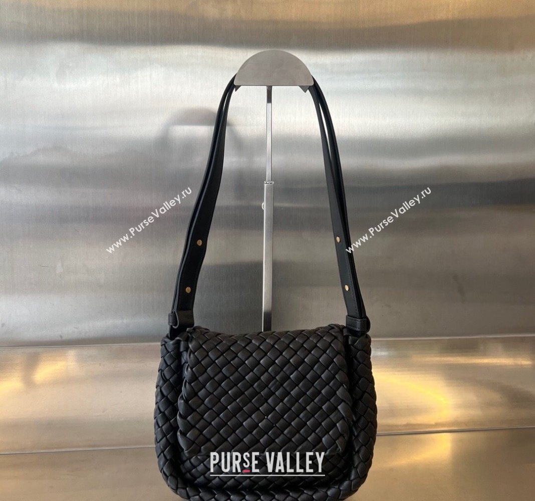 Bottega Veneta Mini Cobble Shoulder Bag in Padded Intrecciato Leather Black 2024 762711 (WT-240119103)