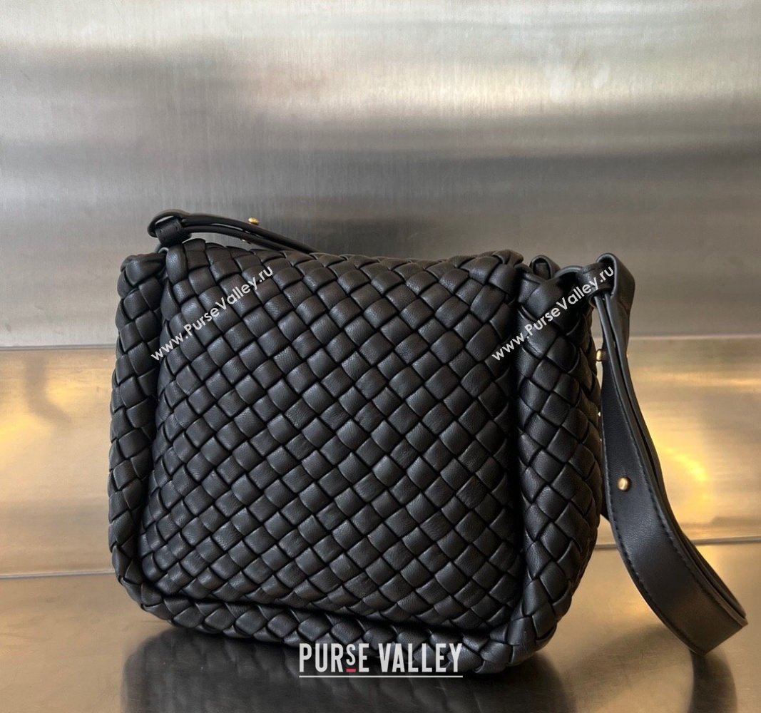 Bottega Veneta Mini Cobble Shoulder Bag in Padded Intrecciato Leather Black 2024 762711 (WT-240119103)