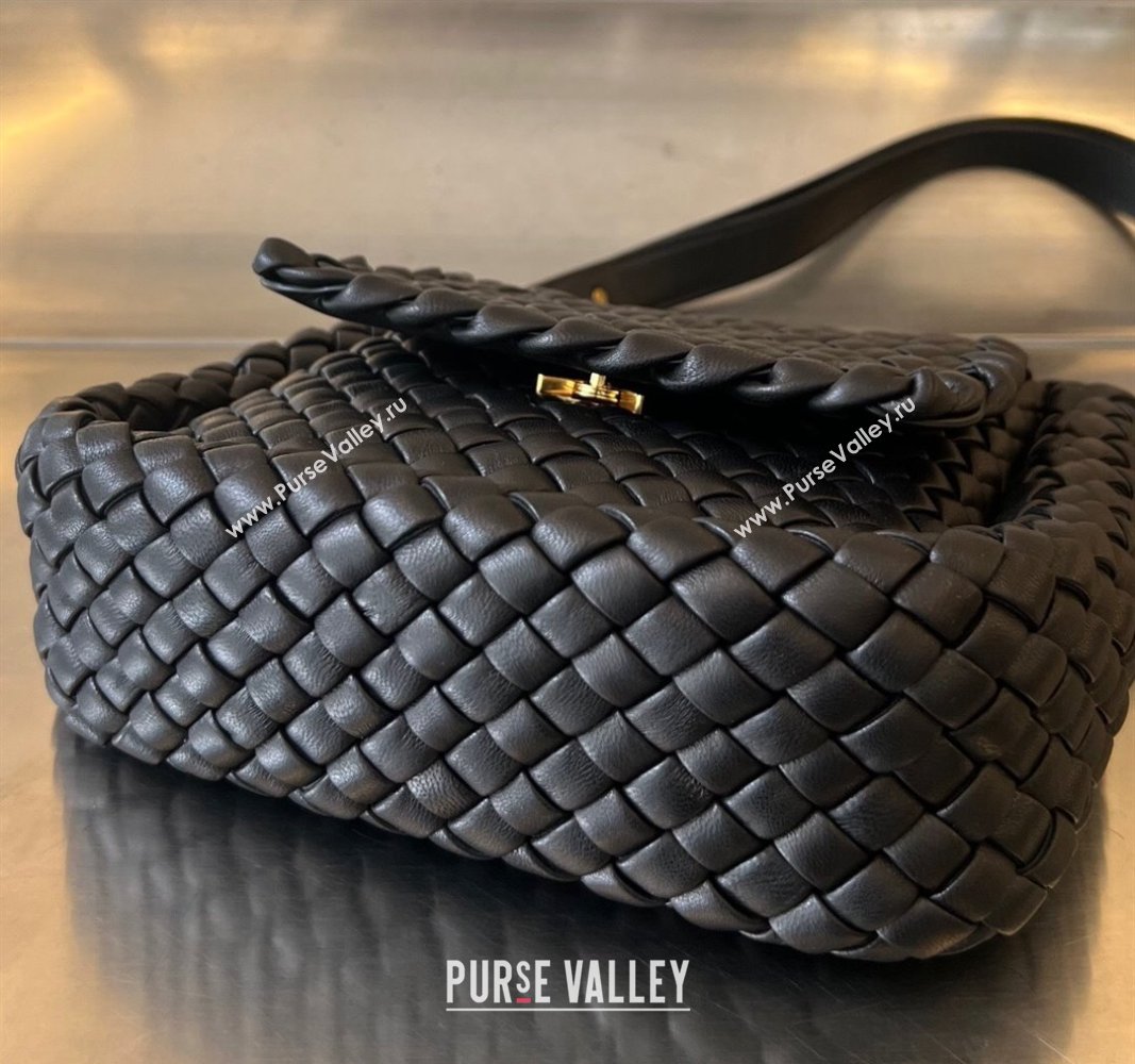 Bottega Veneta Mini Cobble Shoulder Bag in Padded Intrecciato Leather Black 2024 762711 (WT-240119103)