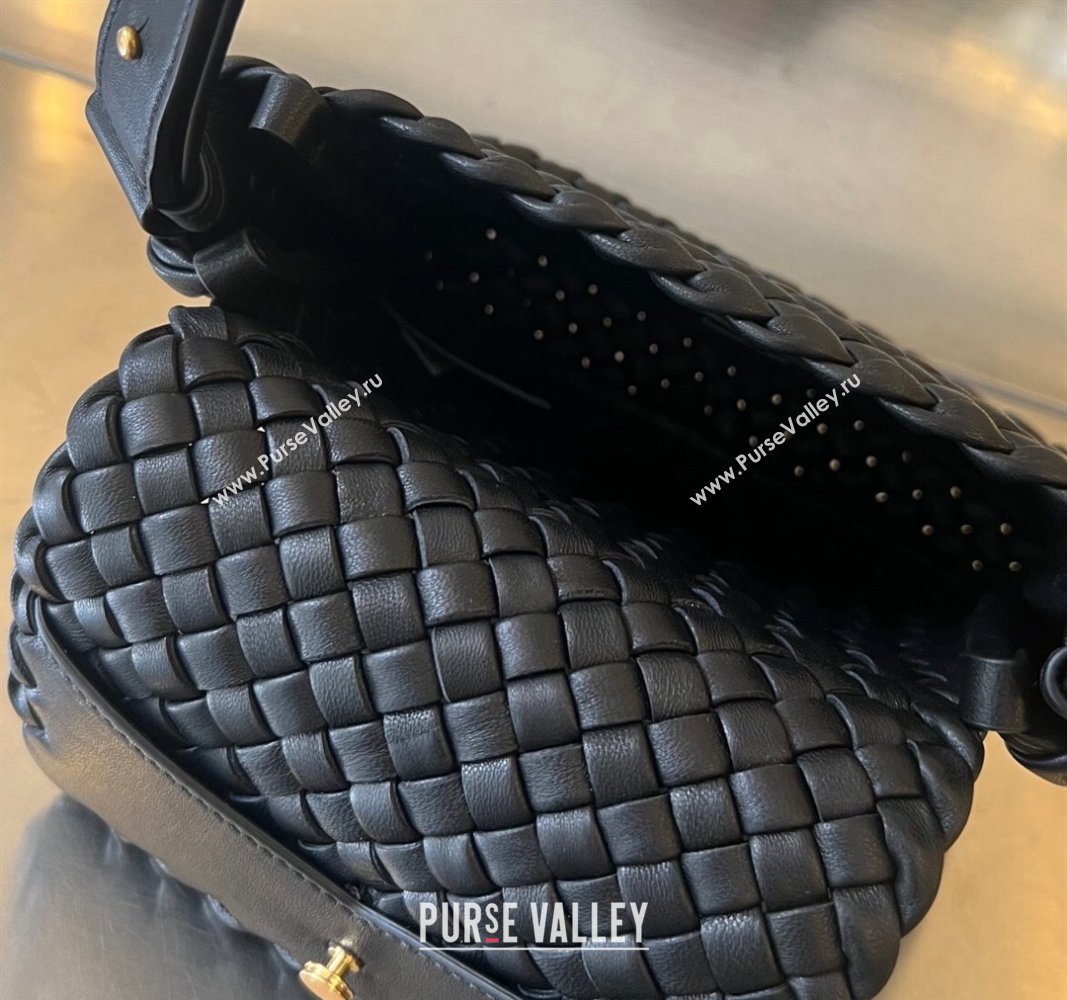 Bottega Veneta Mini Cobble Shoulder Bag in Padded Intrecciato Leather Black 2024 762711 (WT-240119103)