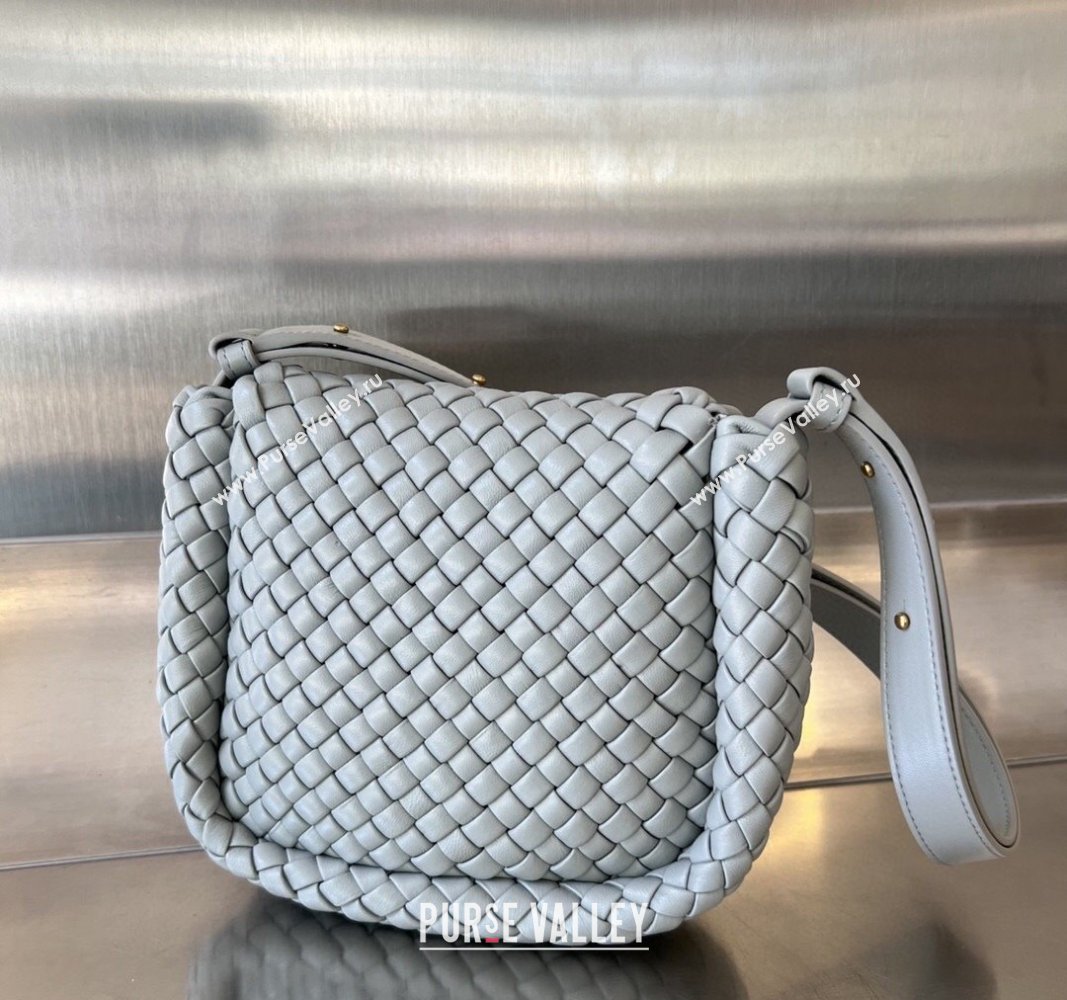 Bottega Veneta Mini Cobble Shoulder Bag in Padded Intrecciato Leather Agate grey 2024 762711 (WT-240119105)