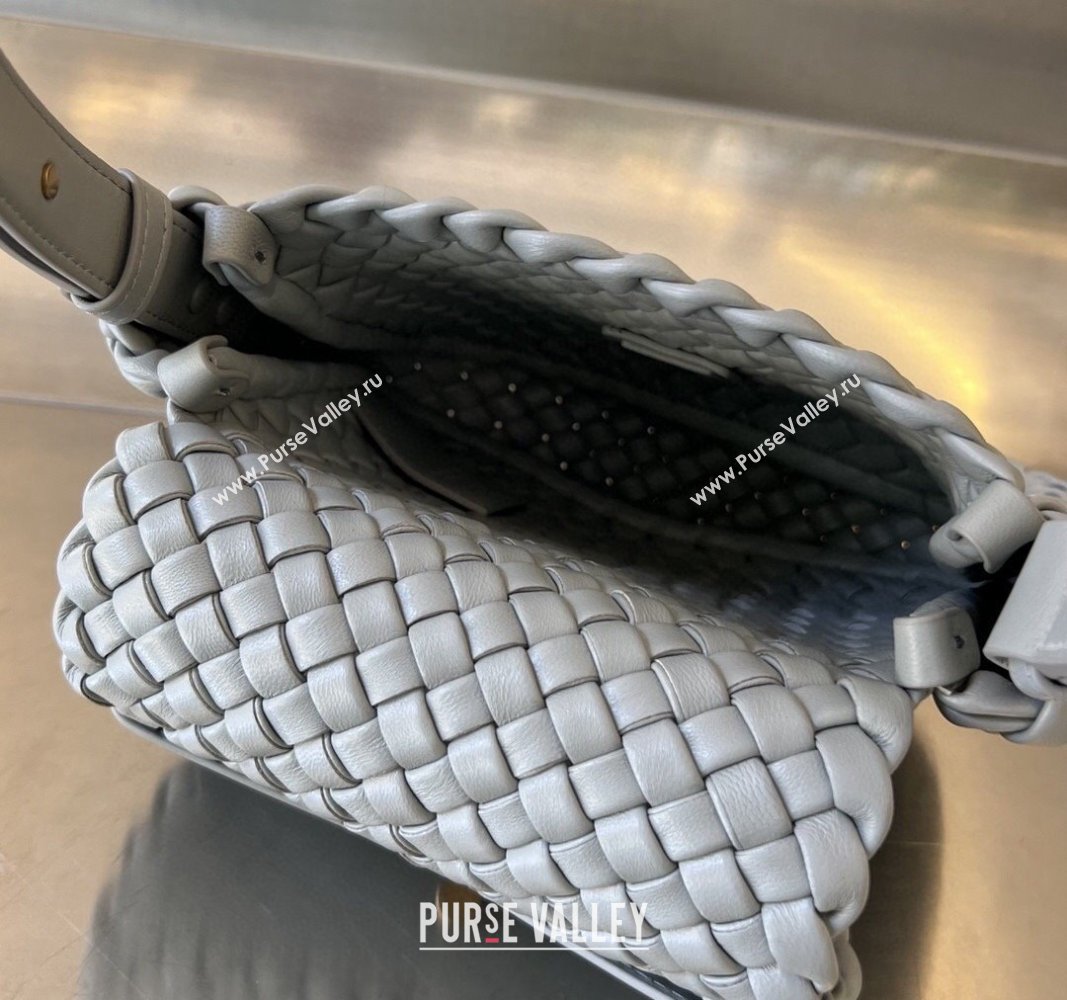 Bottega Veneta Mini Cobble Shoulder Bag in Padded Intrecciato Leather Agate grey 2024 762711 (WT-240119105)