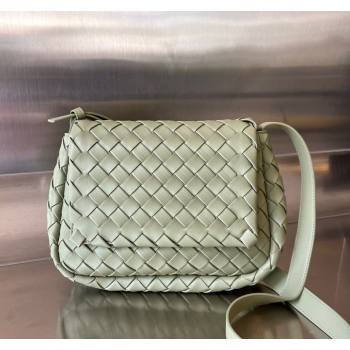 Bottega Veneta Mens Small Cobble Messenger in Padded Intrecciato Leather Traveline Green 2024 755659 (WT-240119109)