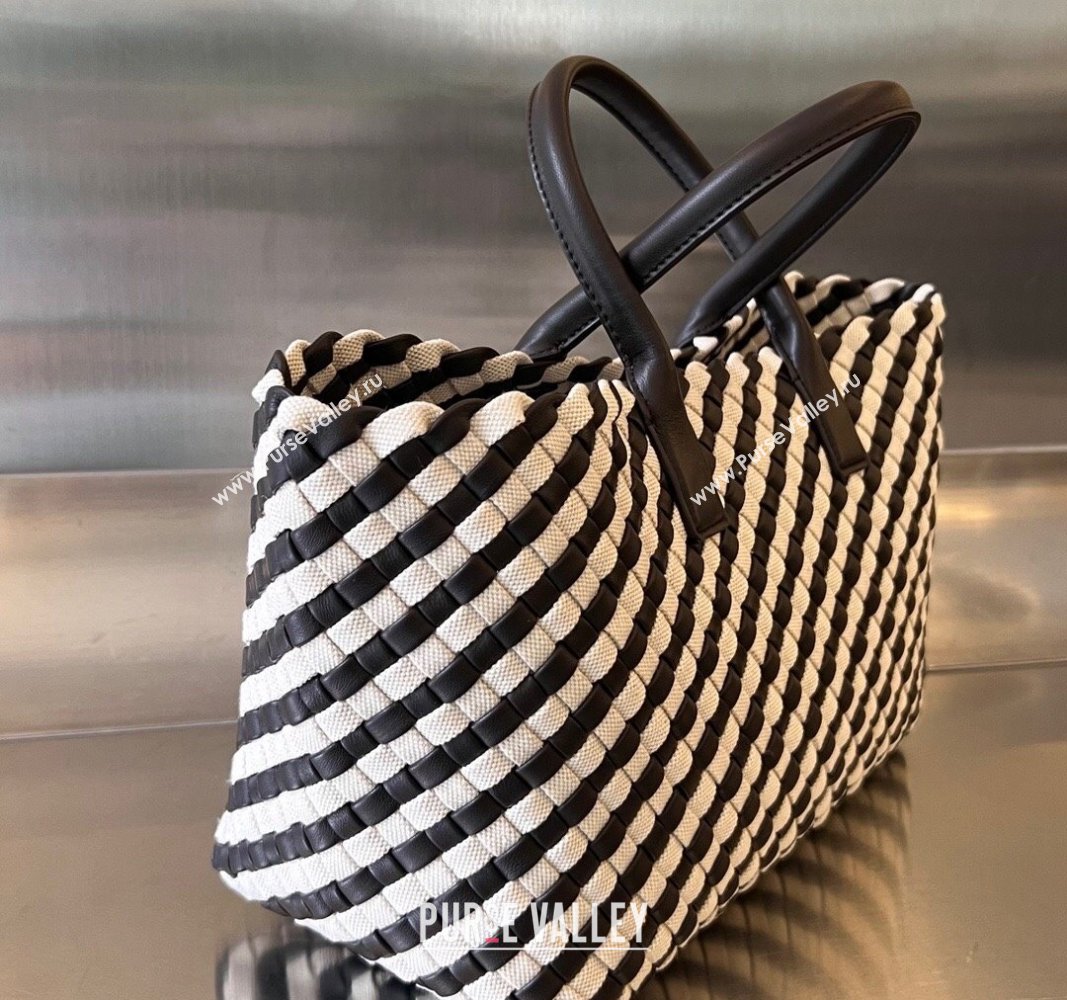 Bottega Veneta Medium Cabat Tote Bag in Intrecciato Canvas and Leather Black/White 2023 730315 (WT-240119117)