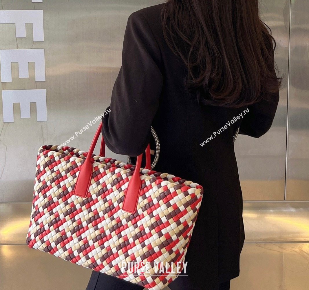 Bottega Veneta Medium Cabat Tote Bag in Intrecciato Leather Red/Multicolor 2023 730315 (WT-240119119)