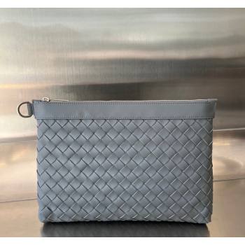 Bottega Veneta Medium Intrecciato Zipped Pouch in Intrecciato Leather 651852 Thunder Grey 2024 (WT-240119120)