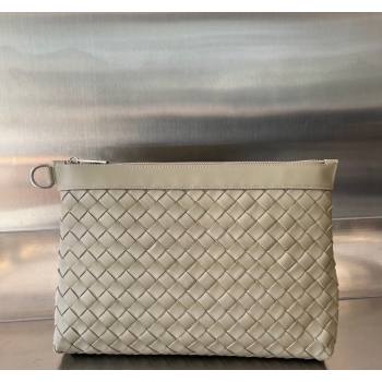 Bottega Veneta Medium Intrecciato Zipped Pouch in Intrecciato Leather 651852 Taupe Beige 2024 (WT-240119122)