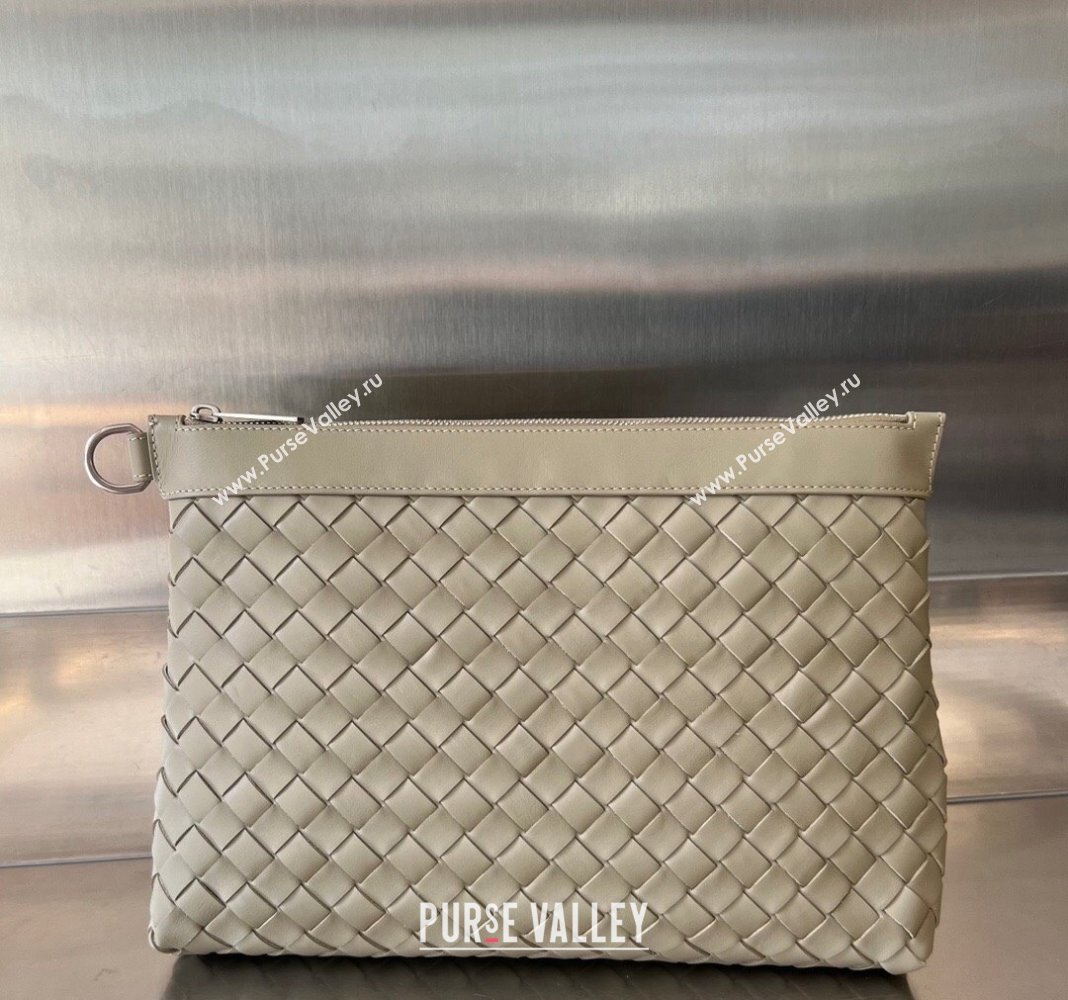 Bottega Veneta Medium Intrecciato Zipped Pouch in Intrecciato Leather 651852 Taupe Beige 2024 (WT-240119122)