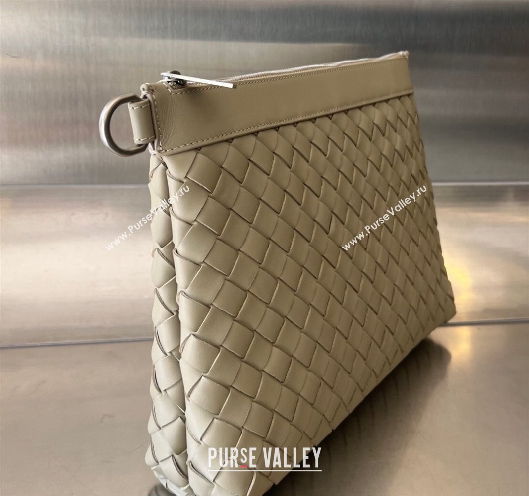 Bottega Veneta Medium Intrecciato Zipped Pouch in Intrecciato Leather 651852 Taupe Beige 2024 (WT-240119122)