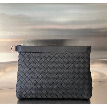 Bottega Veneta Medium Intrecciato Zipped Pouch in Intrecciato Leather 651852 Black 2024 (WT-240119123)