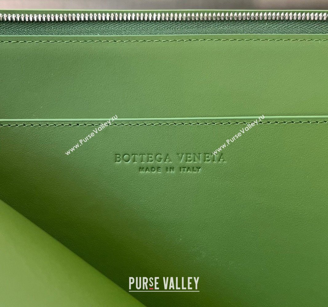 Bottega Veneta Intrecciato Leather Half Zip Pouch 607479 Avocado Green 2024 (WT-240119137)