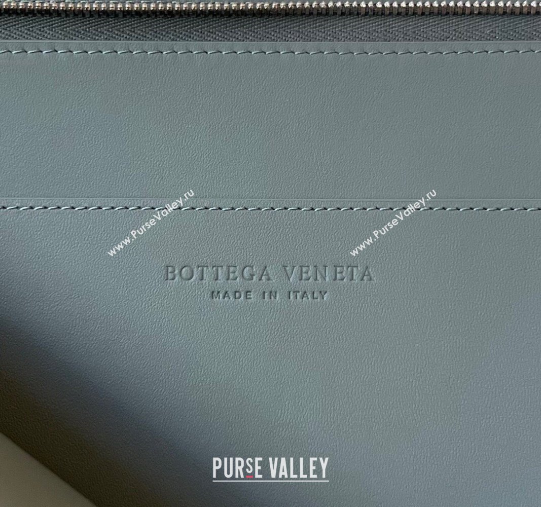 Bottega Veneta Intrecciato Leather Half Zip Pouch 607479 Slate Grey 2024 (WT-240119139)