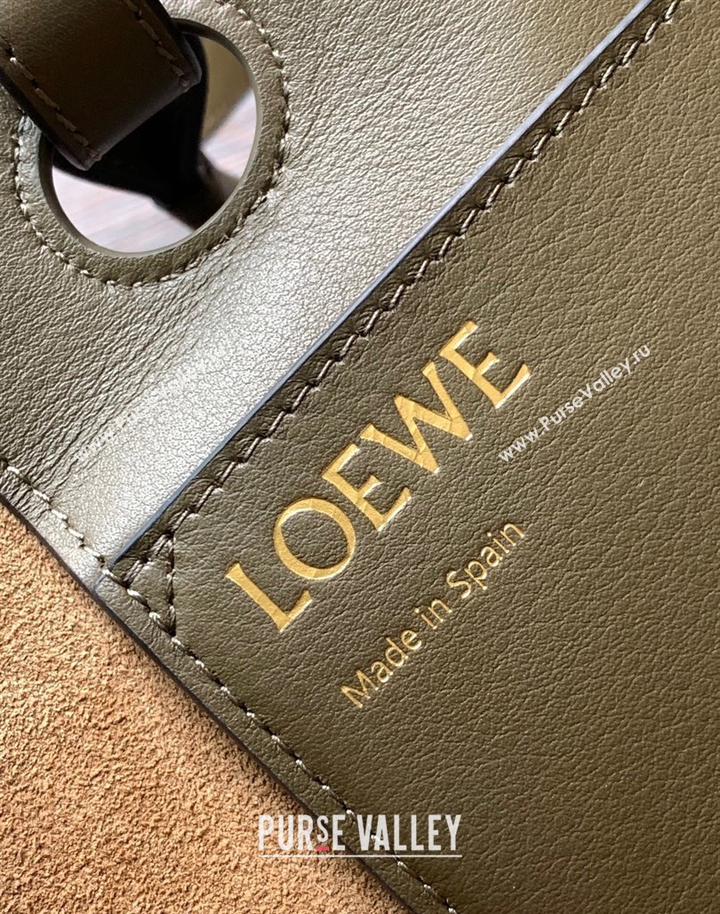 Loewe Small Anagram Tote bag in classic calfskin Dark Khaki Green 2024 9300 (Ys-240119091)