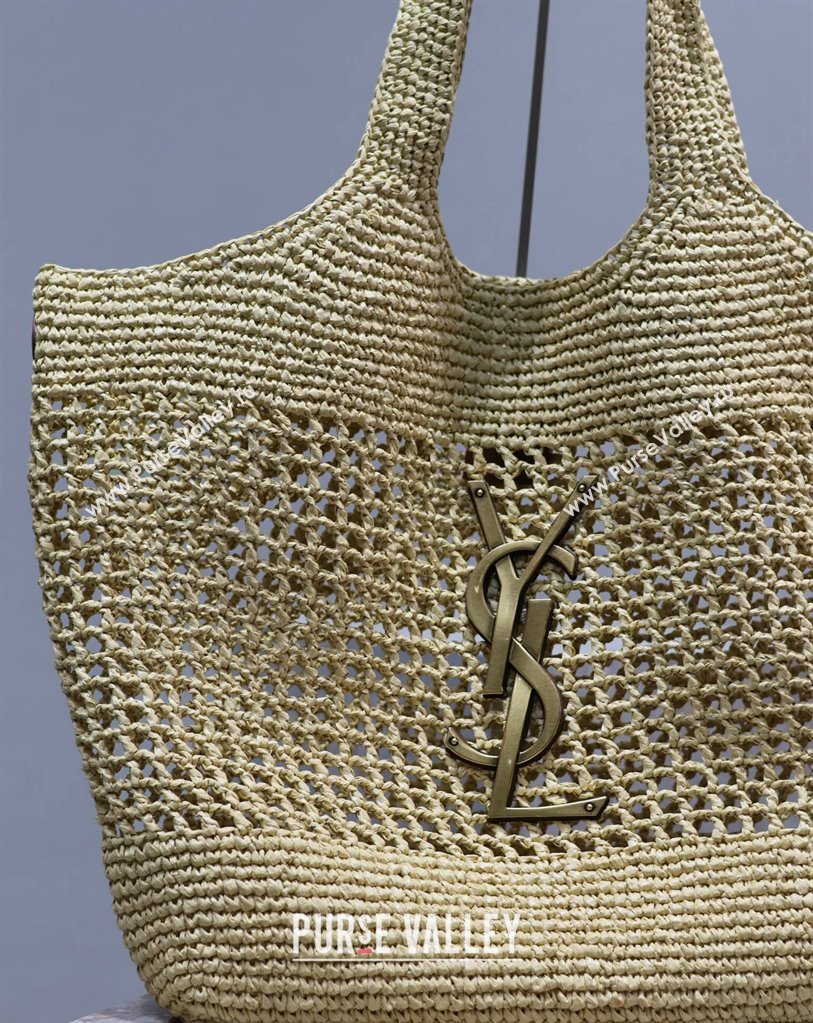 Saint Laurent Icare Maxi Shopping Bag in Woven Raffia Straw 698651 Beige 2025 (nana-250409042)